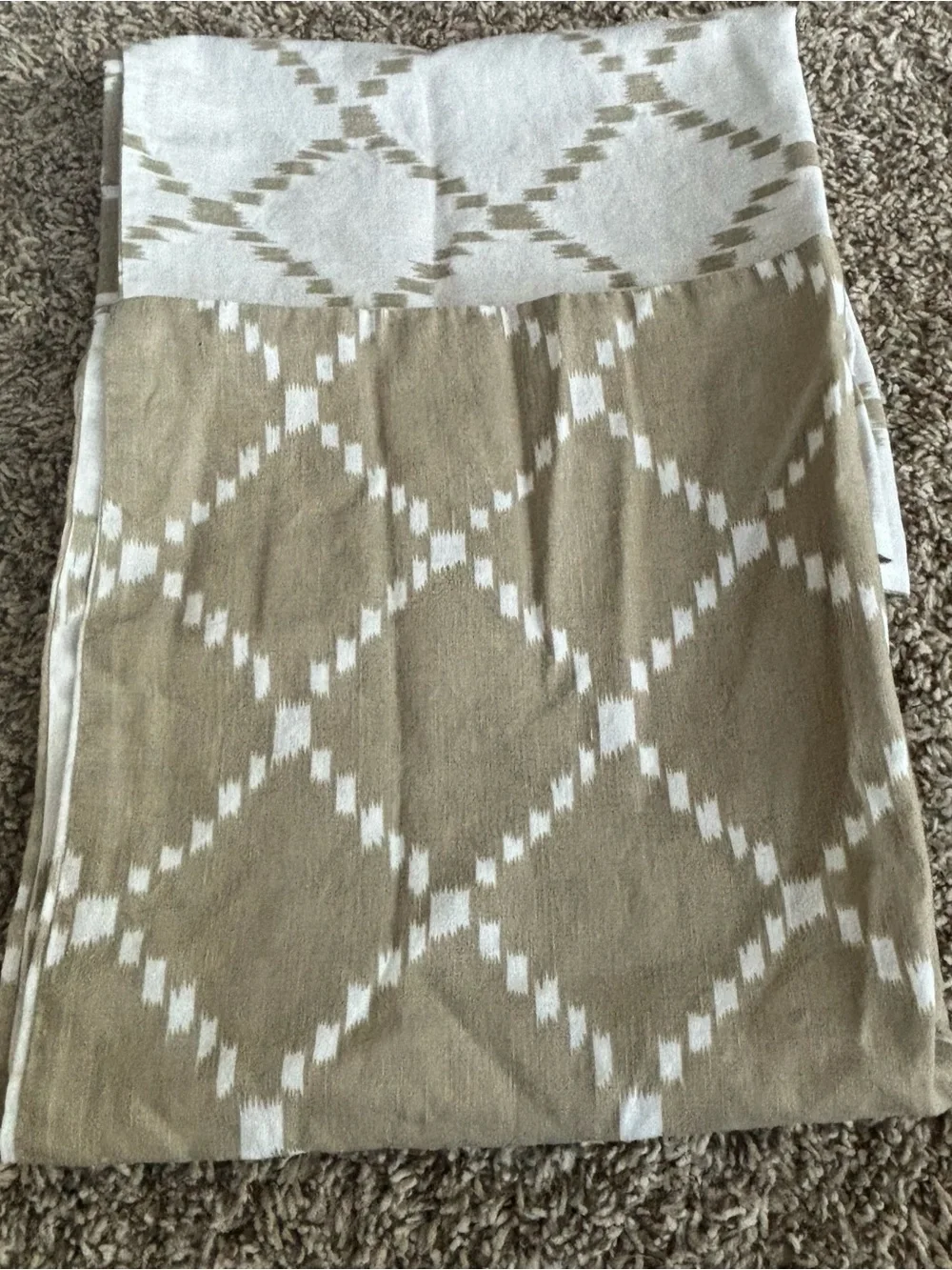 Neutral Beige and White Geometric Duvet cover and 2 pillows set linen cotton